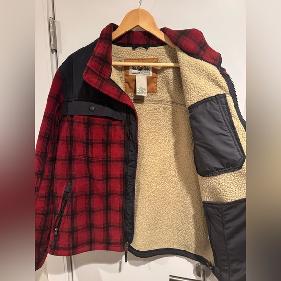 L.L. Bean Men’s XL Buffalo Plaid Red Black Sherpa Zip Up Jacket Size XL - Picture 5 of 7